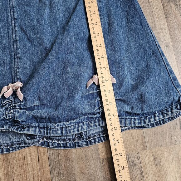 VTG b.t. kids Girls 6X Denim Dress Sleeveless Floral Embroidery Jean Jumper Bows - Picture 5 of 9
